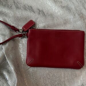 Coach Burgundy Leather Wristlet
